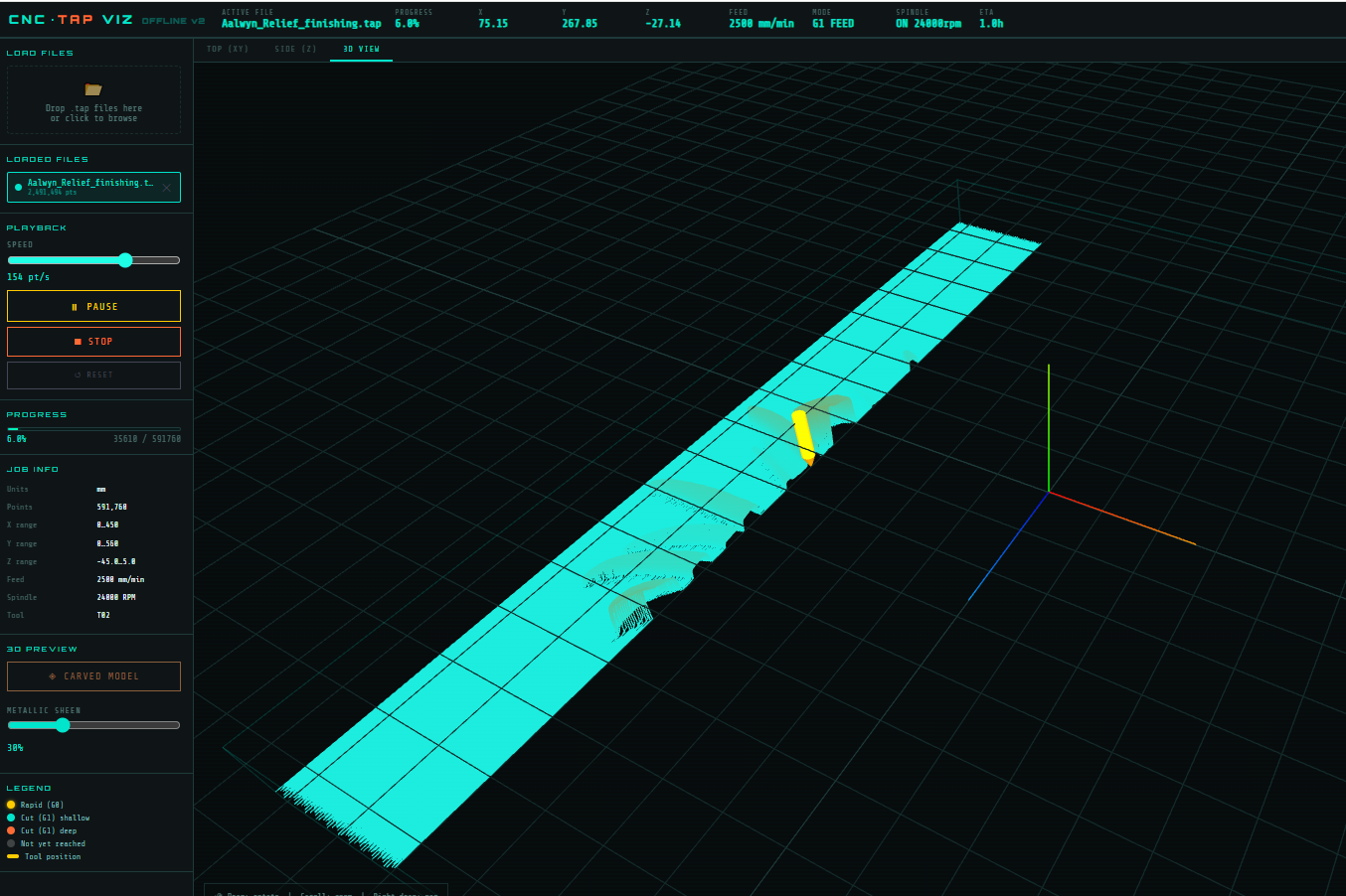 CNC TAP Visualizer - 3D view